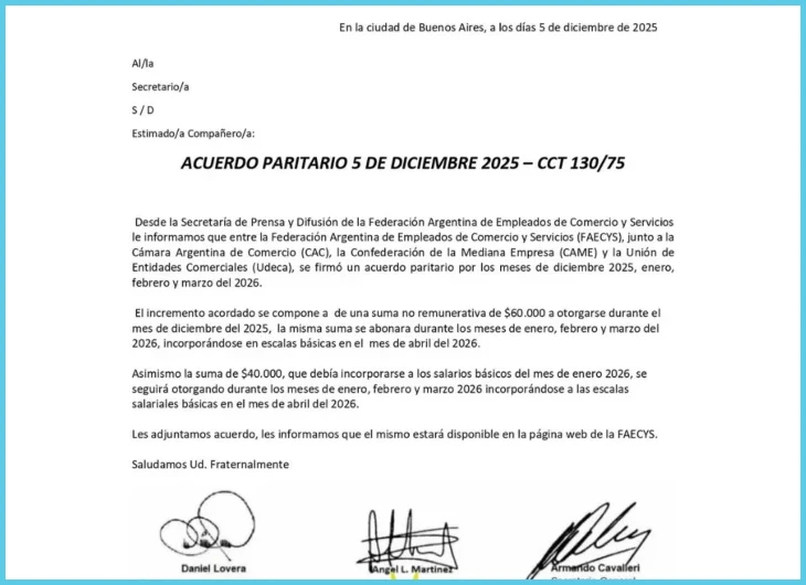 Acta de acuerdo firmada por ambas partes y certificación de personería
